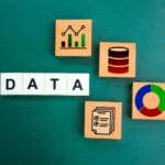 alphabet letter with data word and data icon