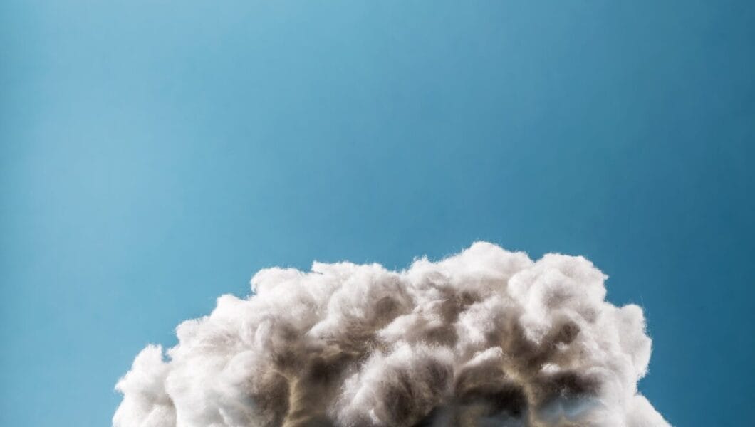 Single cloud on a light blue background.